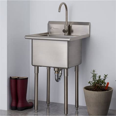 laundry cabinet with faucet and stainless steel sink|freestanding utility sink with cabinet.